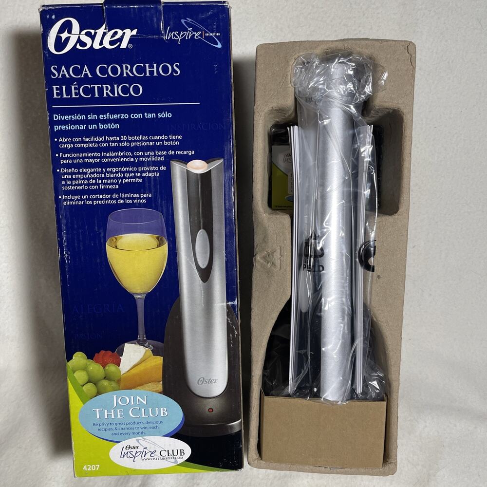 Oster 004207-0NP-000 Electric Wine Opener - Silver - New